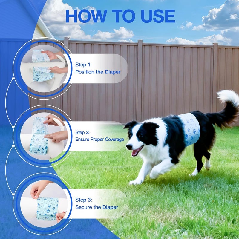Flying Paws Male Dog Diapers with Wetness Indicator, Disposable Belly Band for Puppy Male Diapers, Doggie Wraps for Puppy Training, Incontinence (L, 26 Count) - Image 5